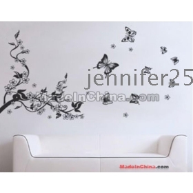 Gratis levering glas -sidet wall sticker smukke sommerfugl væg klistermærker DIY Dekoration Fashion stue Wall Sticker 1pce/lot