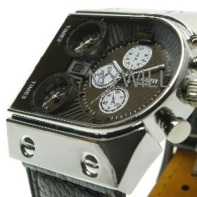 Wholeslae OULM Спорт Военная мужские часы с 3- Movt кварцевые Циферблат черный 24mm кожи ремешок для часов 9315