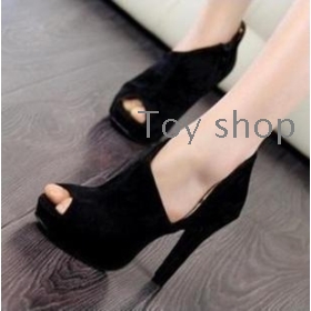  appeal with suede with hollow out high and deep mouth to mouth fish single shoes high shoes and sandals