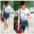 New women's sweethearts outfit summer wear women's clothes han chao cultivate one's morality short sleeve T-shirt