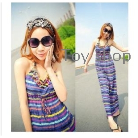 Women's dress skirt the beach holiday beads chain striped beach skirt wiping a bosom skirt         