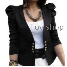 free shipping  Autumn outfit new cultivate one's morality shrug shoulder pads hubble-bubble sleeve small suit coat black, white
