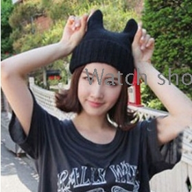 free shipping Qiu dong han male female  Angle knitting  ear wool cap   