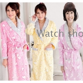 free shipping Thick coral fleece pajama leisure wear female heart-shaped bathrobe         