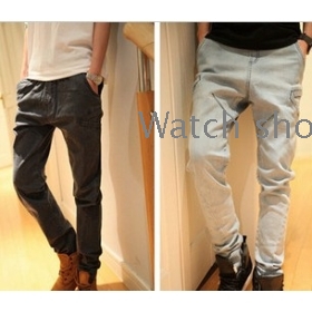 free shipping New han2 ban3 elastic side pocket cultivate one's morality male cowboy pants 