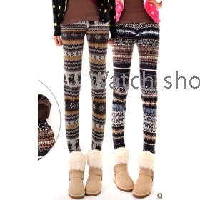 free shipping Thick show little deer female large size cotton warm backing pants     