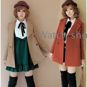 free shipping Qiu dong han collar double breasted sweet college wind cloth coat female   