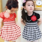 free shipping Summer of female children's wear fashion  square short sleeve dress 4311        