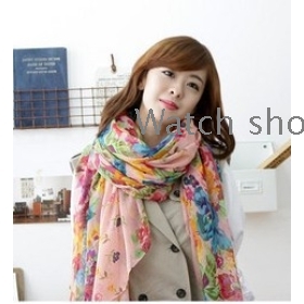 The new scarf long cotton flower of rural shawl scarf amphibious wholesale                