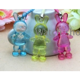 free shipping Colorful yakeli imitated crystal large microphones rabbit the mobile phone's accessories   