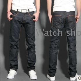 free shipping Male black coating cultivate one's morality tide cowboy pants 