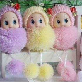 free shipping Lovely wool cap dolls with the mobile phone's accessories       