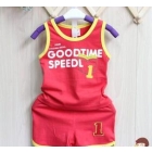  free shipping Summer wear cotton vest children's clothing (sleeveless T-shirt and shorts) suit         