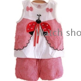 free shipping  Suit cotton two-piece outfit short sleeve T-shirt and shorts children's clothes    