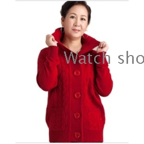 free shipping Female collar cardigan large size elderly loose sweaters   