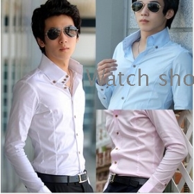 free shipping  New leisure cultivate one's morality long-sleeved shirts men's clothing 