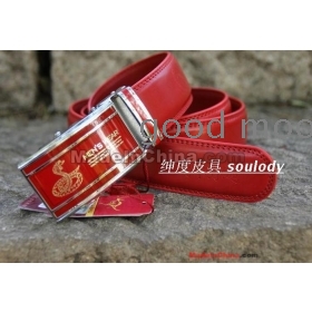 Man life belt red belt leather snake red one with automatic button red belt