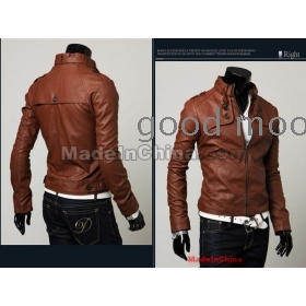 The new man leather coat cultivate one's morality han brief paragraph leather jacket male