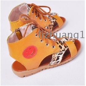 New  colour leopard grain children shoes girls sandals han edition  shoes leather eleusine indica bottom