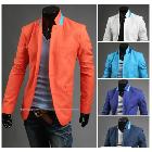 2013 suit new arrival color block small collar buckle basic casual suit male