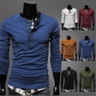 HOt Style! Men's Mandarin collar Tee shirts long sleeve 