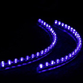 2 db 24cm 24 LED Flexibilis Vízálló PVC fénycsík Blue 12V, 2 színválaszték, 10pairs / csomó, a szállítás ingyenes