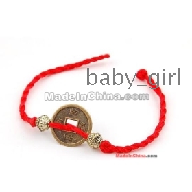 Pulsera de hilo rojo Año del viento monedas de cuerda a mano salvaje joyas pareja Dragón monedas antiguas monedas pulsera de hombre y mujer