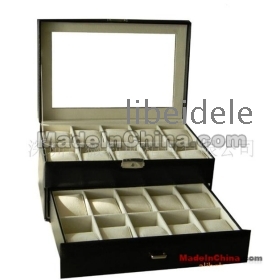 Wooden lock jewelry box of high-grade leather watch box big code skylight free shipping