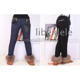 Free shipping  Girl's qiu dong cowboy color matching and wool trousers