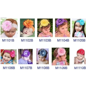 WYQ-mixwholesale 120set/lot 10 Color children /girls /'s  flower+handmade hair band