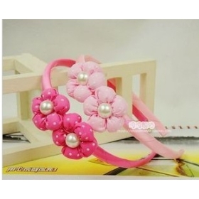 Wholesale- 50pcs/lot WJF -F52 Children's Flowers hair hoop Candy pearl red pink Hair bands 