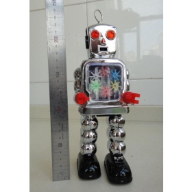 free shopping Wholesale -3pcs/lot Winding walking tin toys MS436-H chest gear movement robot