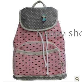 free shipping  New tide canvas bag han backpack lovely lady small middle school students into the bag candy colors 