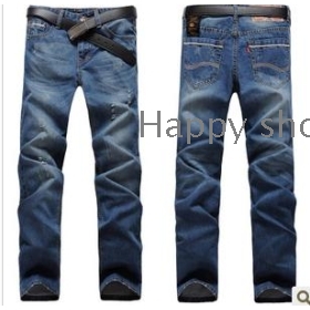 free shipping  Men's clothing washed do old hole straight bottom jeans             