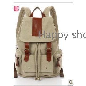 free shipping  New tide female recreation bag by big bag of canvas bag men and women with leather double shoulder pack        