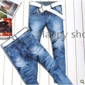 free shipping  Summer new men's water mill white do old personality fashionable jeans        