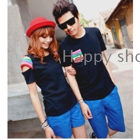free   shipping Sweethearts outfit new men and women summer wear t-shirts rainbow season short sleeve         