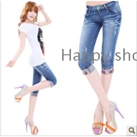 New summer wear jeans and joint  joker elastic cultivate one's morality 7 minutes of pants female      