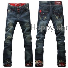 Men's clothing of new fashion cowboy joining together into color cultivate one's morality straight bottom pants water jeans