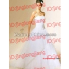 White Ball Gown Beaded Strapless Satin Organza Wedding Gown