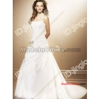  Strapless A line Beading Embroidery Satin Wedding Gown