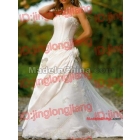  Style A line Strapless Beading Applique Taffeta Organza Wedding Gown