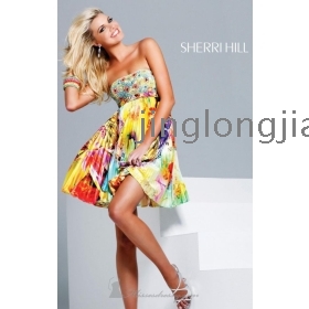 Colorful Strapless Cocktail Dress by 