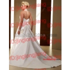 Plus Size White Halter V Neck Beaded Satin  Wedding Dress