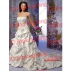 Euro Style Ball Gown Strapless Embroidery Beaded Satin Wedding Dress