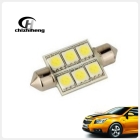 Free shipping 12V 36mm 6-LED Festoon Dome Light Automobile Bulbs Lamp tail lights/indicator/reading light White