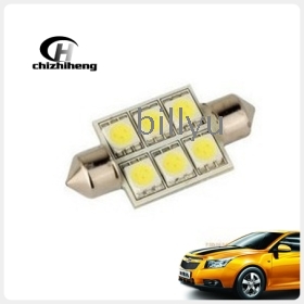 Gratis verzending 12V ​​39mm 6 - LED Festoen lichtkoepel Auto Lampen Lamp achterlichten / indicator / leeslamp White