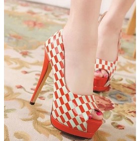 Free Shipping Wholesale New arrival Hot Sale Specials spike super sweety peep toe grid mixed color platform noble heels sandals EU35-39