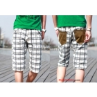 Free Shipping Wholesale Hot Sale Specials 2012 new style Slim male trousers summer plaid denim shorts pants