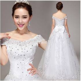 Free Shipping Wholesale new arrival hot sale fashion specials spike sweety luxurious word shoulder bride halter bow noble wedding dress